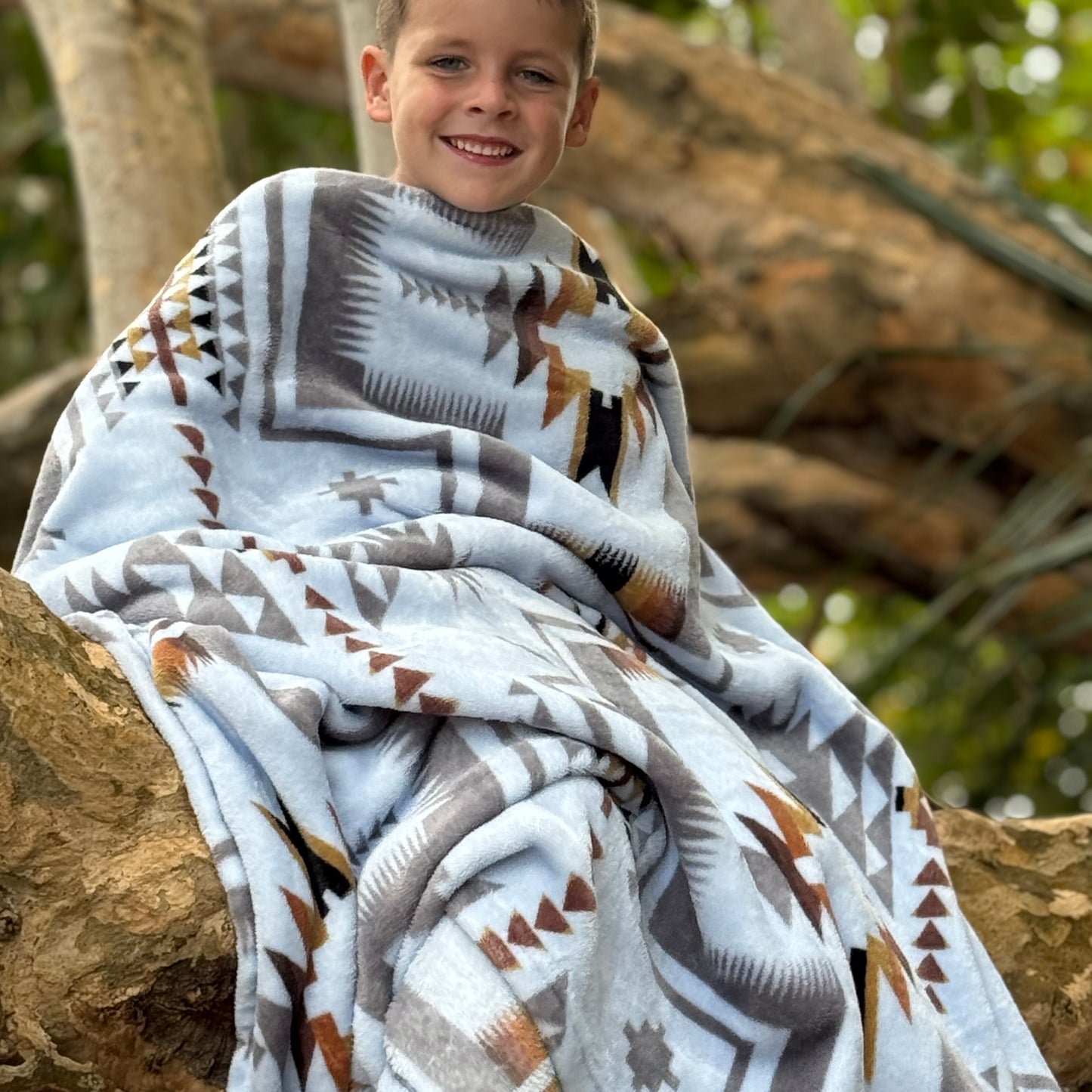 Mayan Grey Fleece Blanket