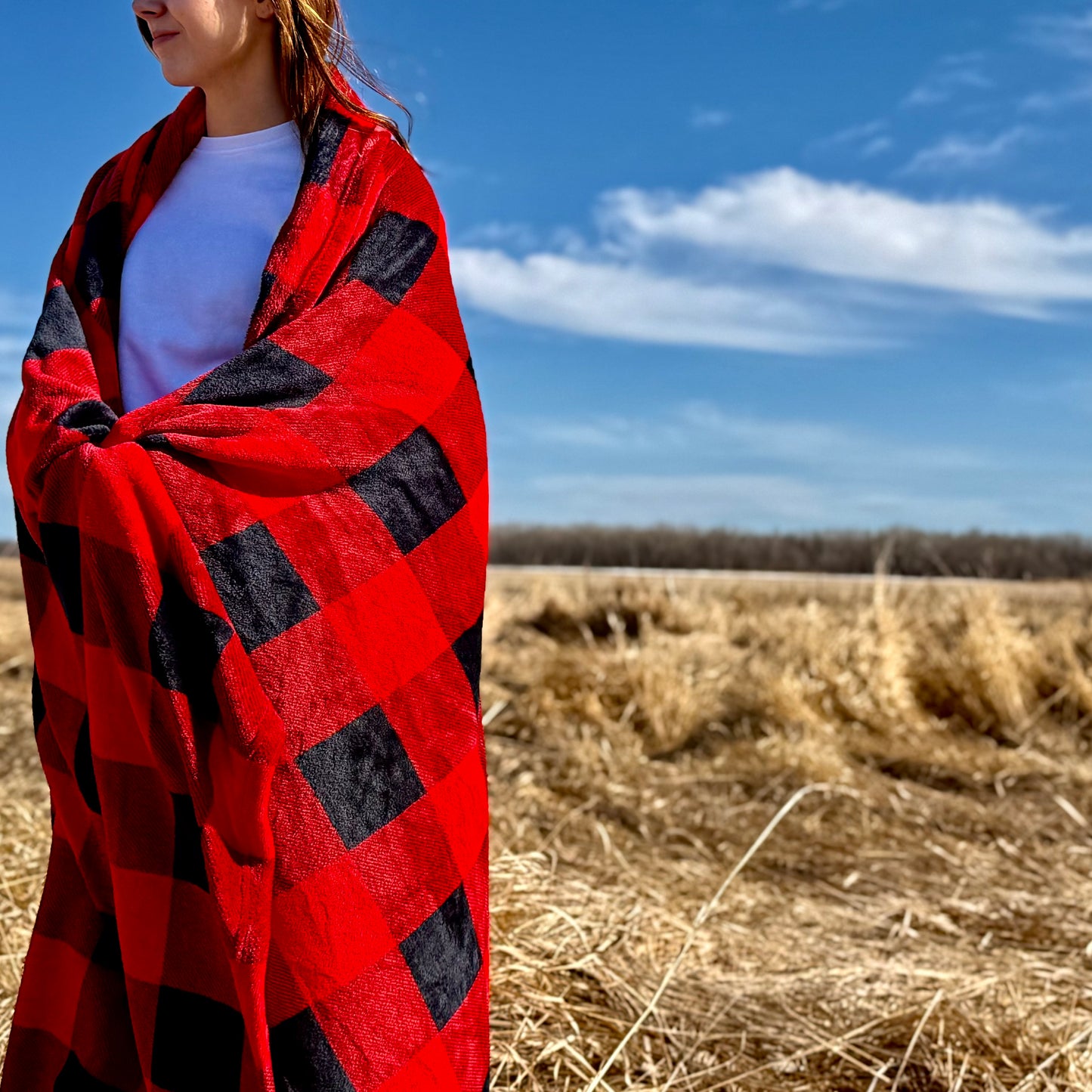 Plaid Red Fleece Blanket