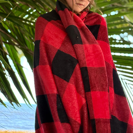 Plaid Red Fleece Blanket