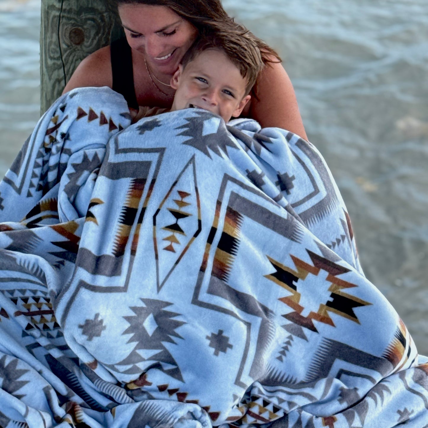 Mayan Grey Fleece Blanket